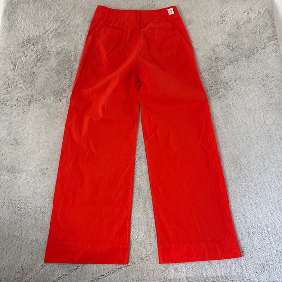Anthropologie Maeve Colette Cropped Wide Leg Red Orange Linen Blend Pants 30T - Picture 9 of 9